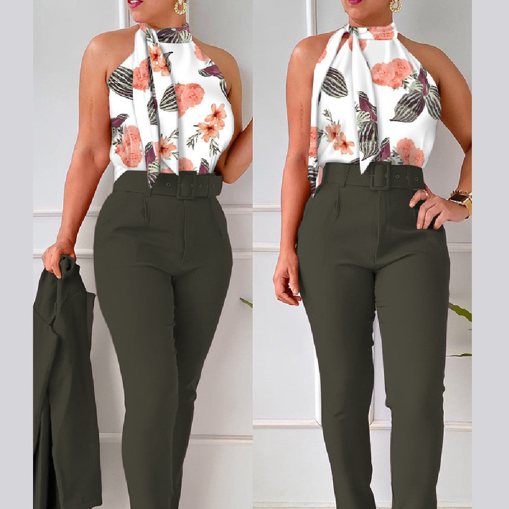 Ensemble Élégant à Motif Fleuri