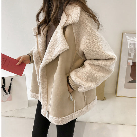 Blouson Court en Suédine avec Doublure Velours d'Agneau
