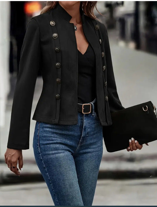 Retro Suede Double Breasted Short Jacket