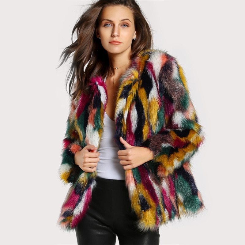 Manteau Fourrure Colorée – Élégance et Confort