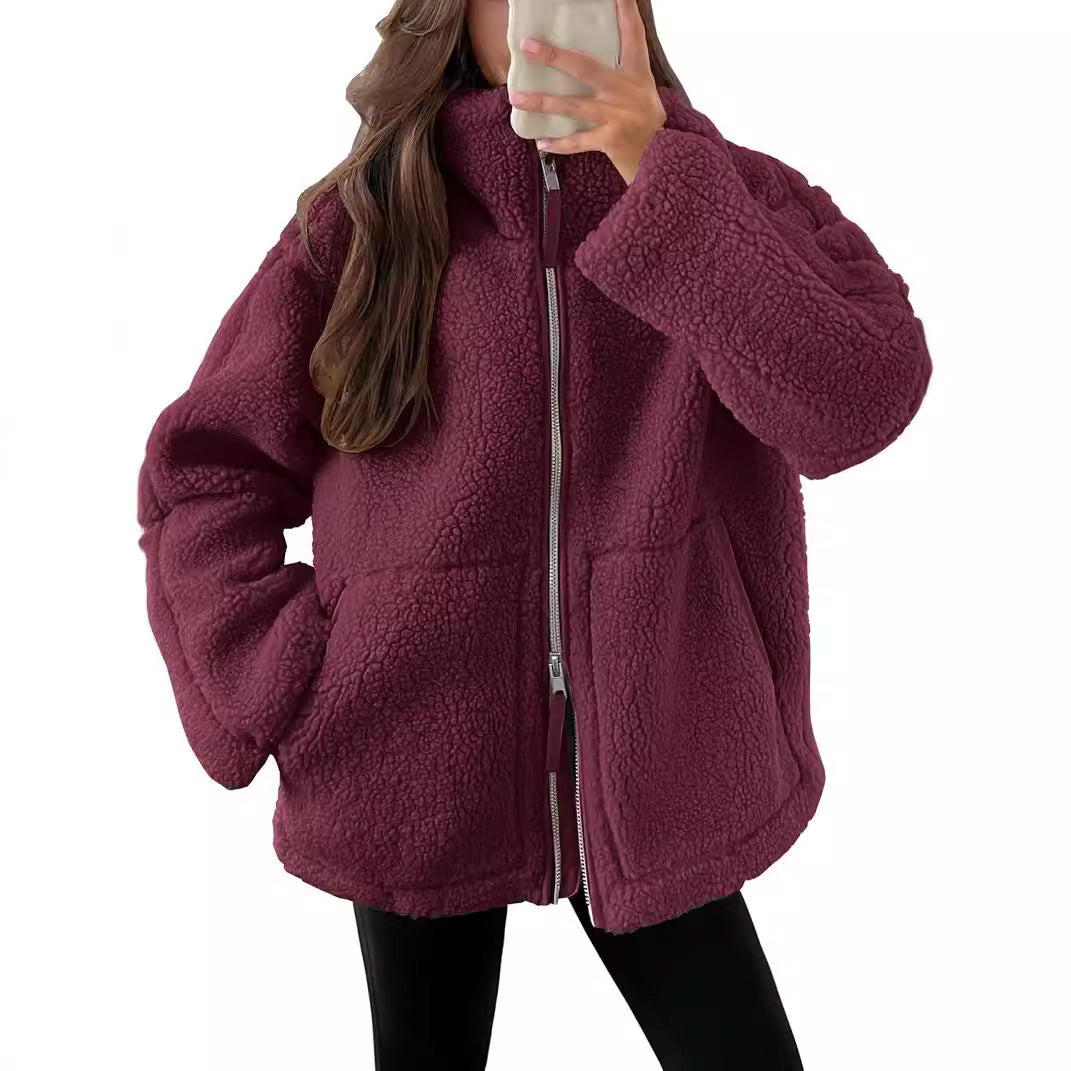 Veste Zip-Up en Laine Mélangée – Élégance et Confort pour l’Hiver