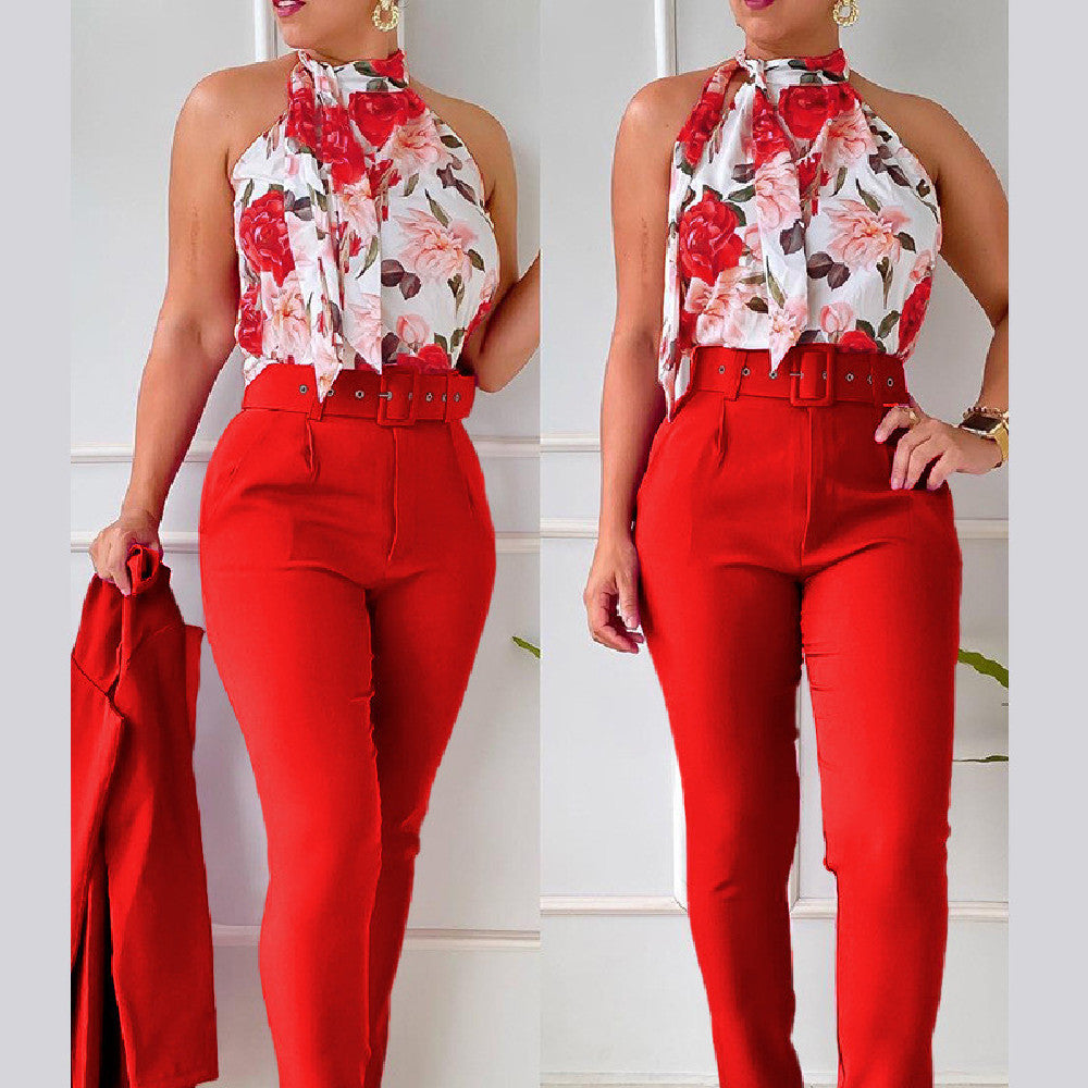 Ensemble Élégant à Motif Fleuri