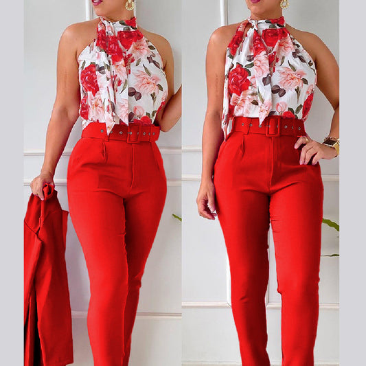 Ensemble Élégant à Motif Fleuri