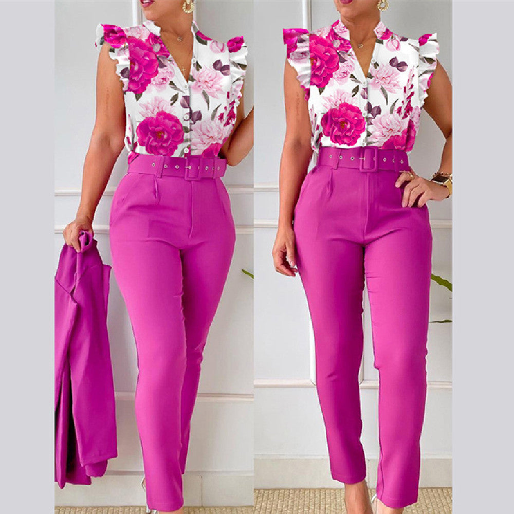 Ensemble Élégant à Motif Fleuri