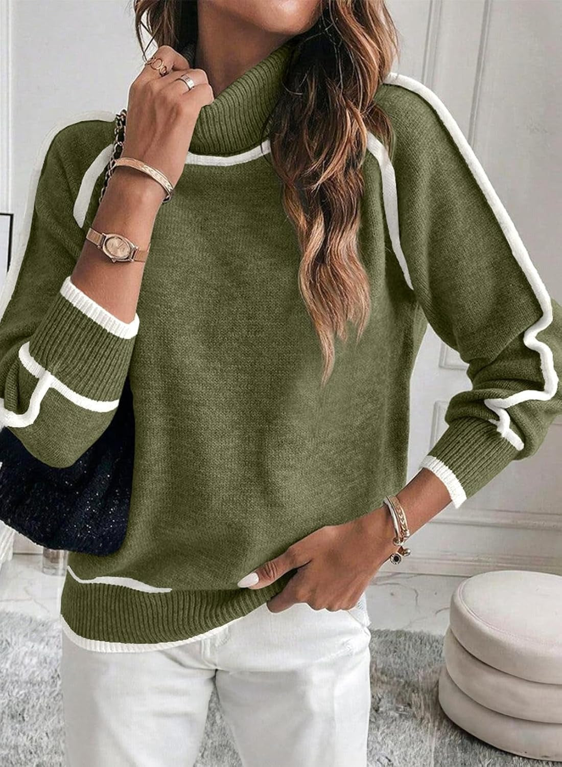 Pull Col Haut en Tricot – Mode Décontractée