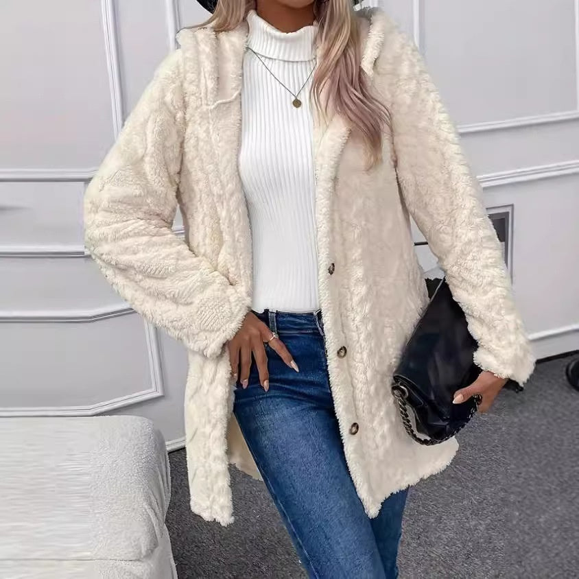 Long Hooded Coat - Button-Down Cardigan for Winter
