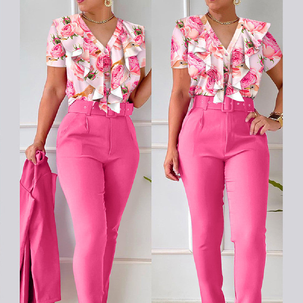 Ensemble Élégant à Motif Fleuri