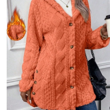 Long Hooded Coat - Button-Down Cardigan for Winter