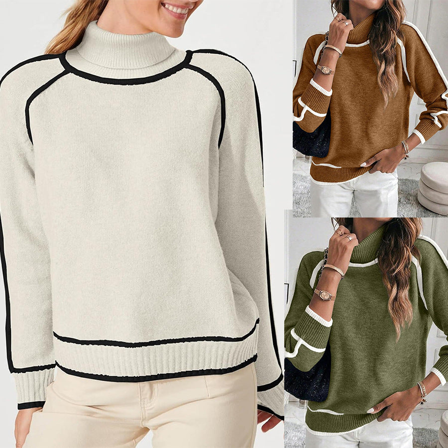Pull Col Haut en Tricot – Mode Décontractée