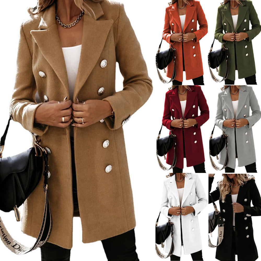 Manteau Long à Col Revers