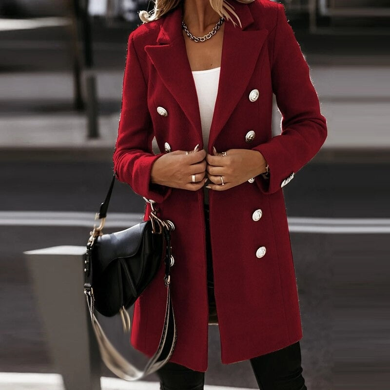 Manteau Long à Col Revers