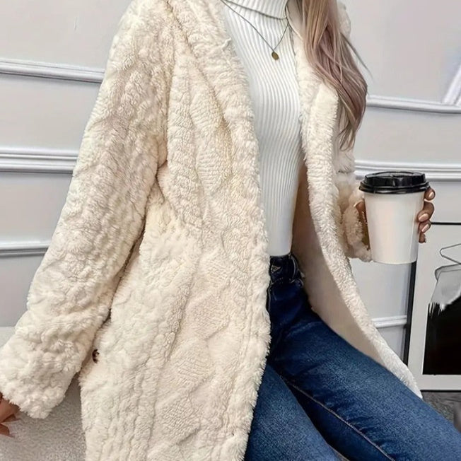 Long Hooded Coat - Button-Down Cardigan for Winter