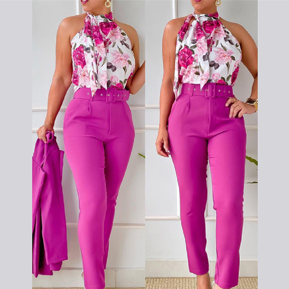 Ensemble Élégant à Motif Fleuri