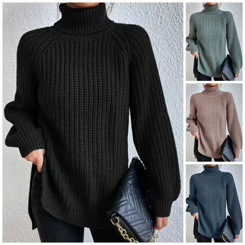 Pull Col Haut Roulé en Laine