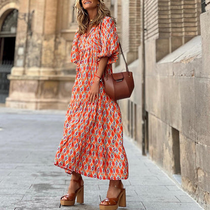 VERDE VINTAGE ROBE BOHÈME IMPRIMÉ FLORAL