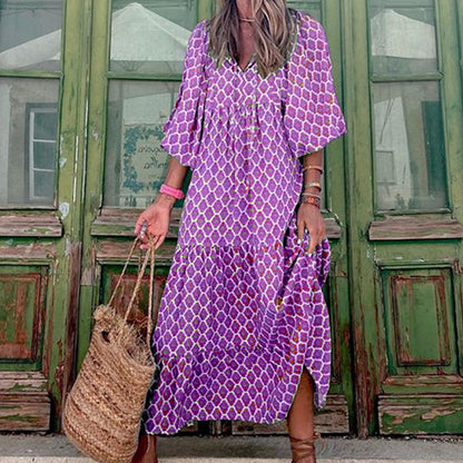VERDE VINTAGE ROBE BOHÈME IMPRIMÉ FLORAL