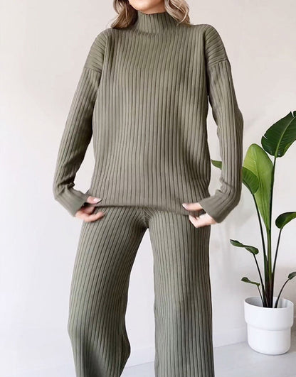 Robe Pull Col Roulé – Ensemble Tricoté Décontracté