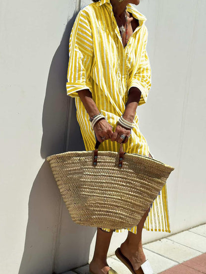 COLEN - ROBE CHEMISE CLASSIQUE RAYÉE À LACETS