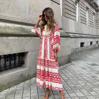 VERDE VINTAGE ROBE BOHÈME IMPRIMÉ FLORAL