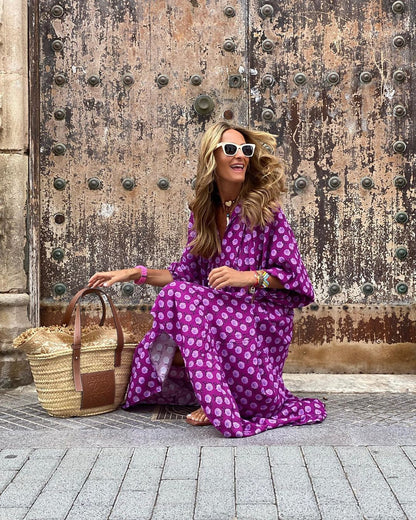 VERDE VINTAGE ROBE BOHÈME IMPRIMÉ FLORAL
